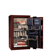 Premium Home Series | Level 7 Security | 2 Hour Fire Protection | 12 | Dimensions: 42"(H) x 24"(W) x 20.25"(D) | Burgundy Marble Black Chrome - Open Door