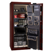 Premium Home Series | Level 7 Security | 2 Hour Fire Protection | 17 | Dimensions: 59.25"(H) x 24"(W) x 20.25"(D) | Burgundy Marble Black Chrome - Open Door